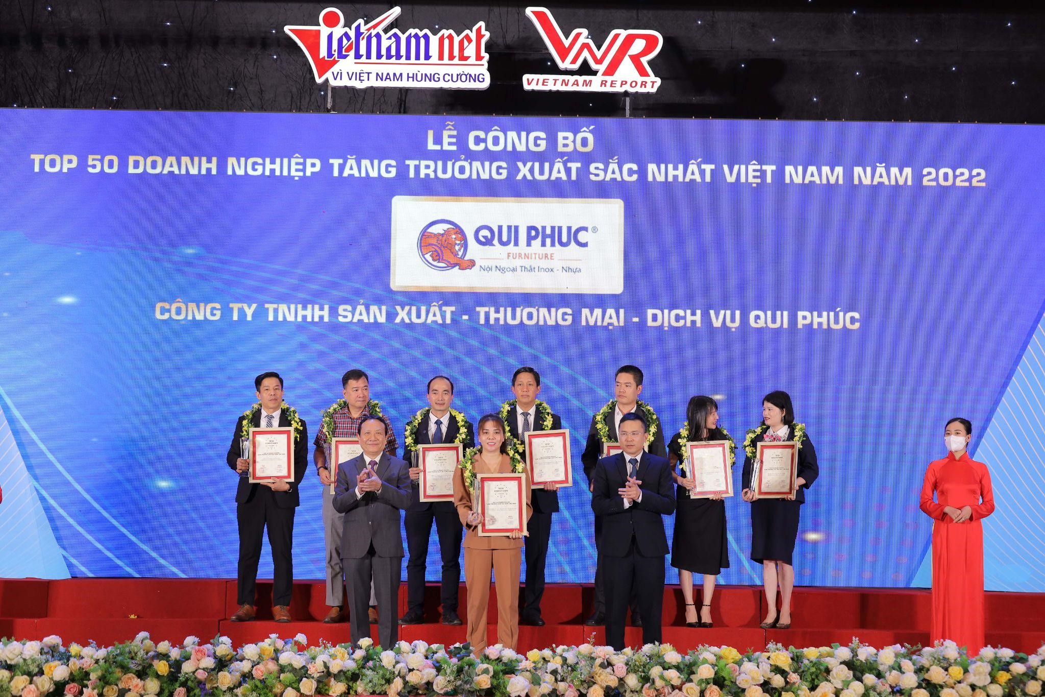 Qui Phúc 3 năm liên tiếp trụ vững trong Top 500 Doanh nghiệp tăng trưởng nhanh nhất Việt Nam