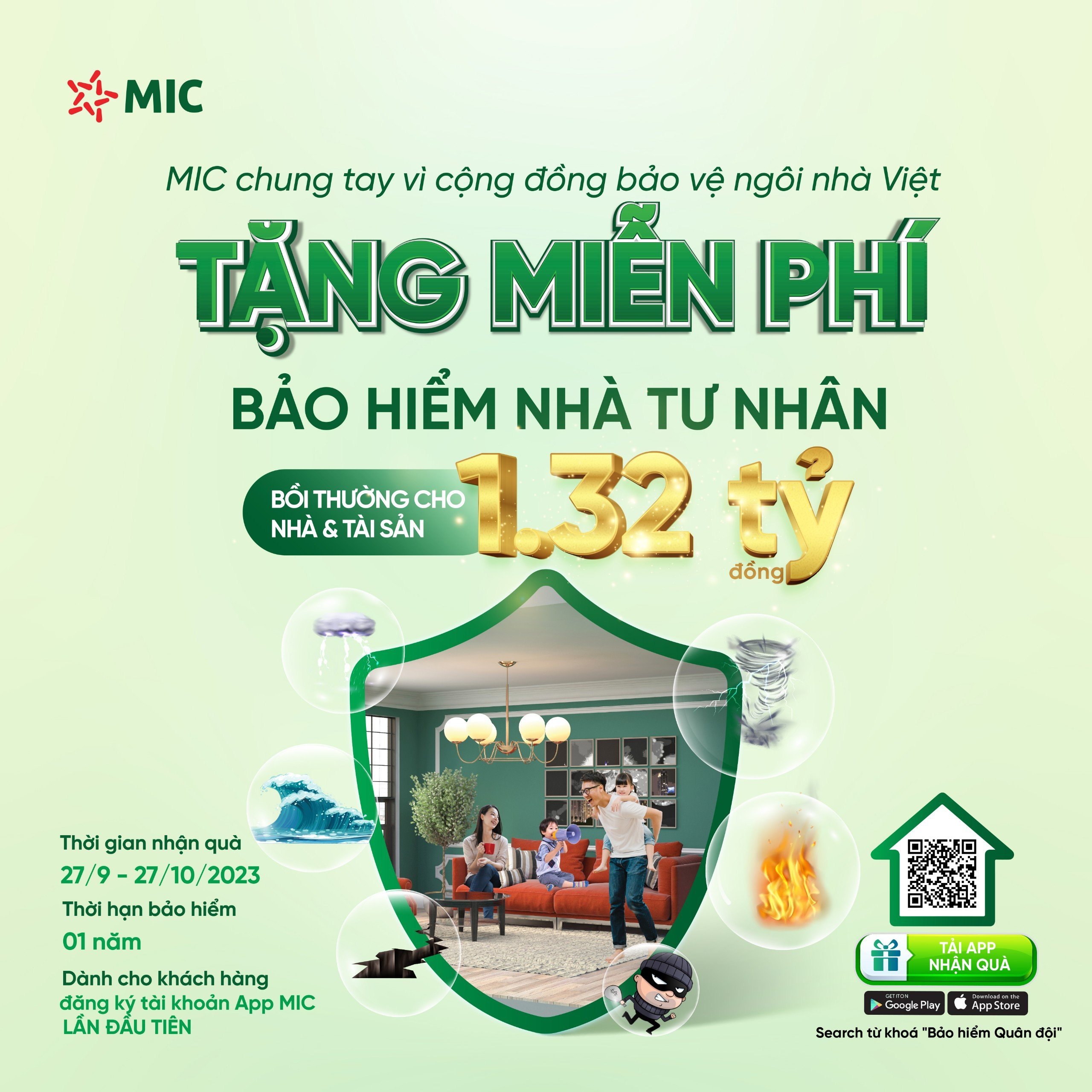 Bảo hiểm Quân đội triển khai chiến dịch tặng miễn phí bảo hiểm “bảo vệ ngôi nhà Việt” với quyền lợi 1,32 tỷ đồng