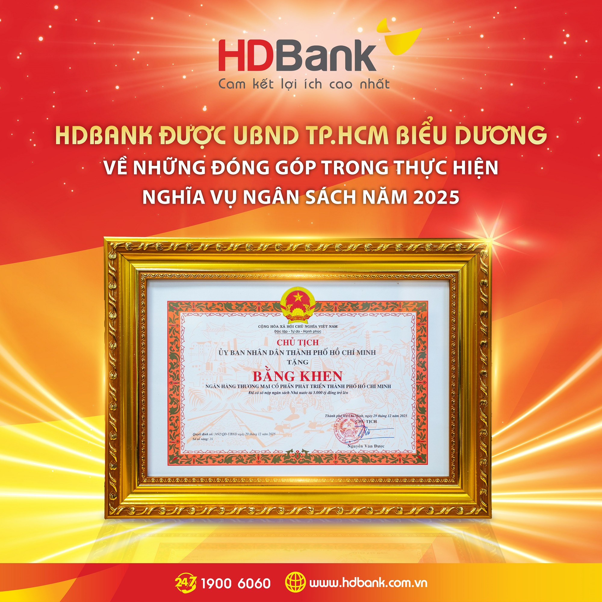 HDBank tiếp tục đóng góp tích cực vào thu ngân sách TP.HCM năm 2025