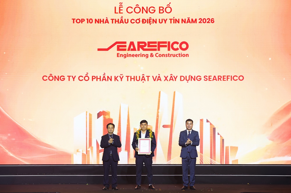 Searefico E&C lập "cú đúp" giải thưởng, vươn lên vị trí Thứ 3 Top 10 Nhà thầu Cơ điện uy tín năm 2026