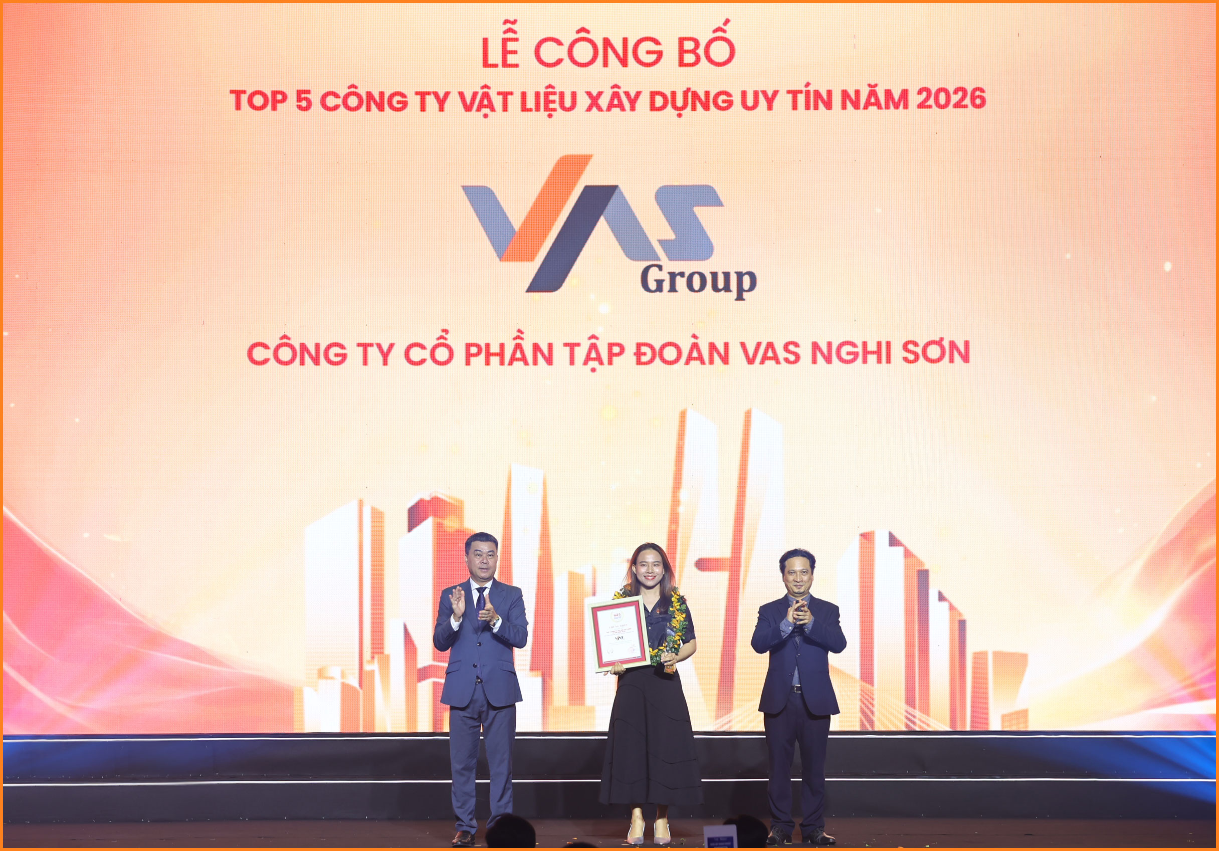 Vas đạt Top 5 Công ty Vật liệu xây dựng uy tín 2026 – Bản hòa ca của niềm tin và giá trị
