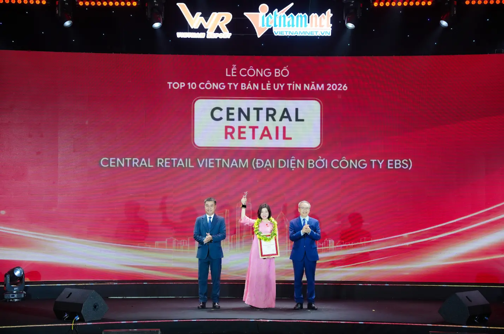 Central Retail Việt Nam tiếp tục được Vietnam Report vinh danh ở vị trí số 1 trong Top 10 Công ty uy tín ngành Bán lẻ 2026