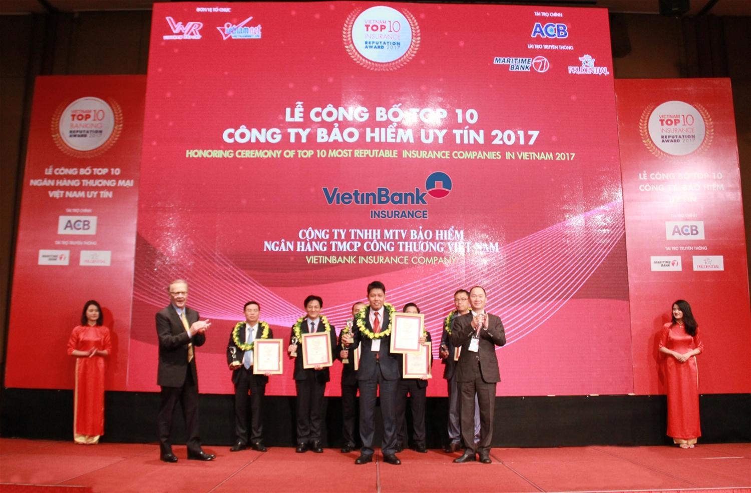 Bảo hiểm VietinBank lọt Top 10 công ty bảo hiểm uy tín nhất Việt Nam 2017