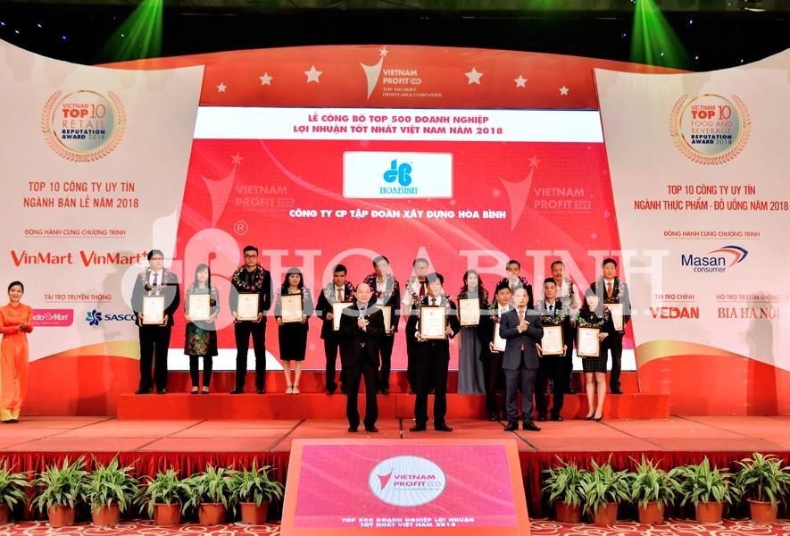 Hòa Bình đạt Top 500 doanh nghiệp lợi nhuận tốt nhất Việt Nam 2018